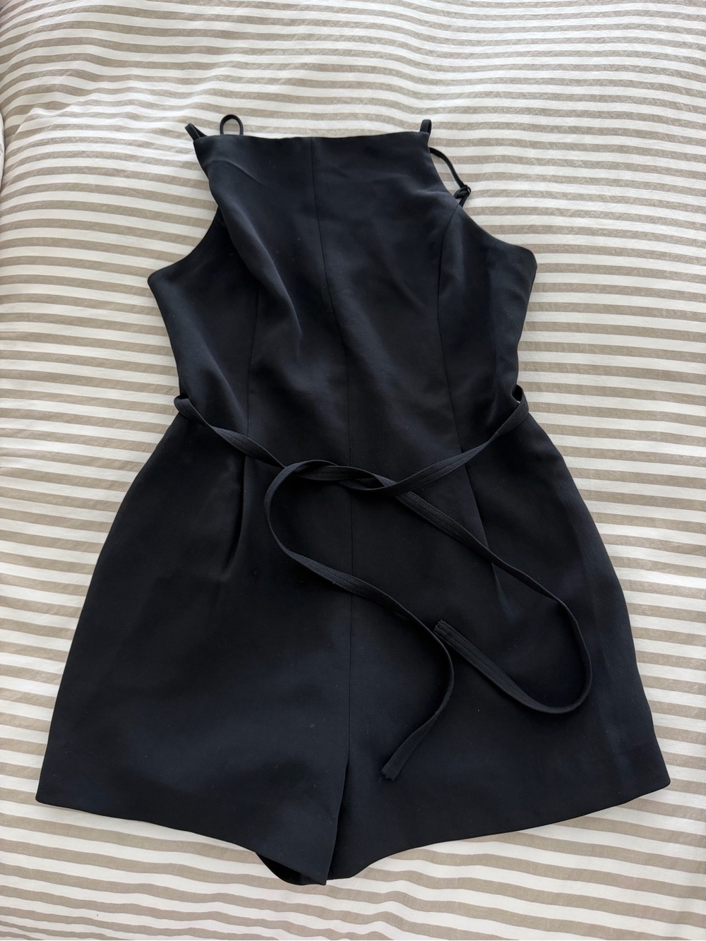 Aritzia Black Sleeveless Romper with Waist Tie